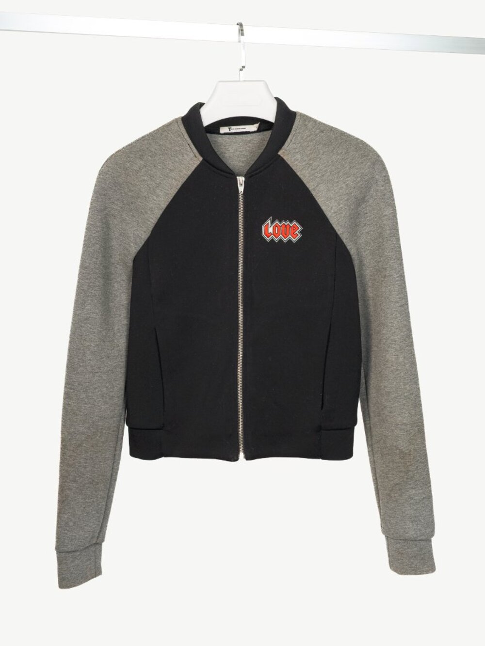 T by Alexander Wang Black & Grey Two-Tone Neoprene & Jersey Bomber Jacket